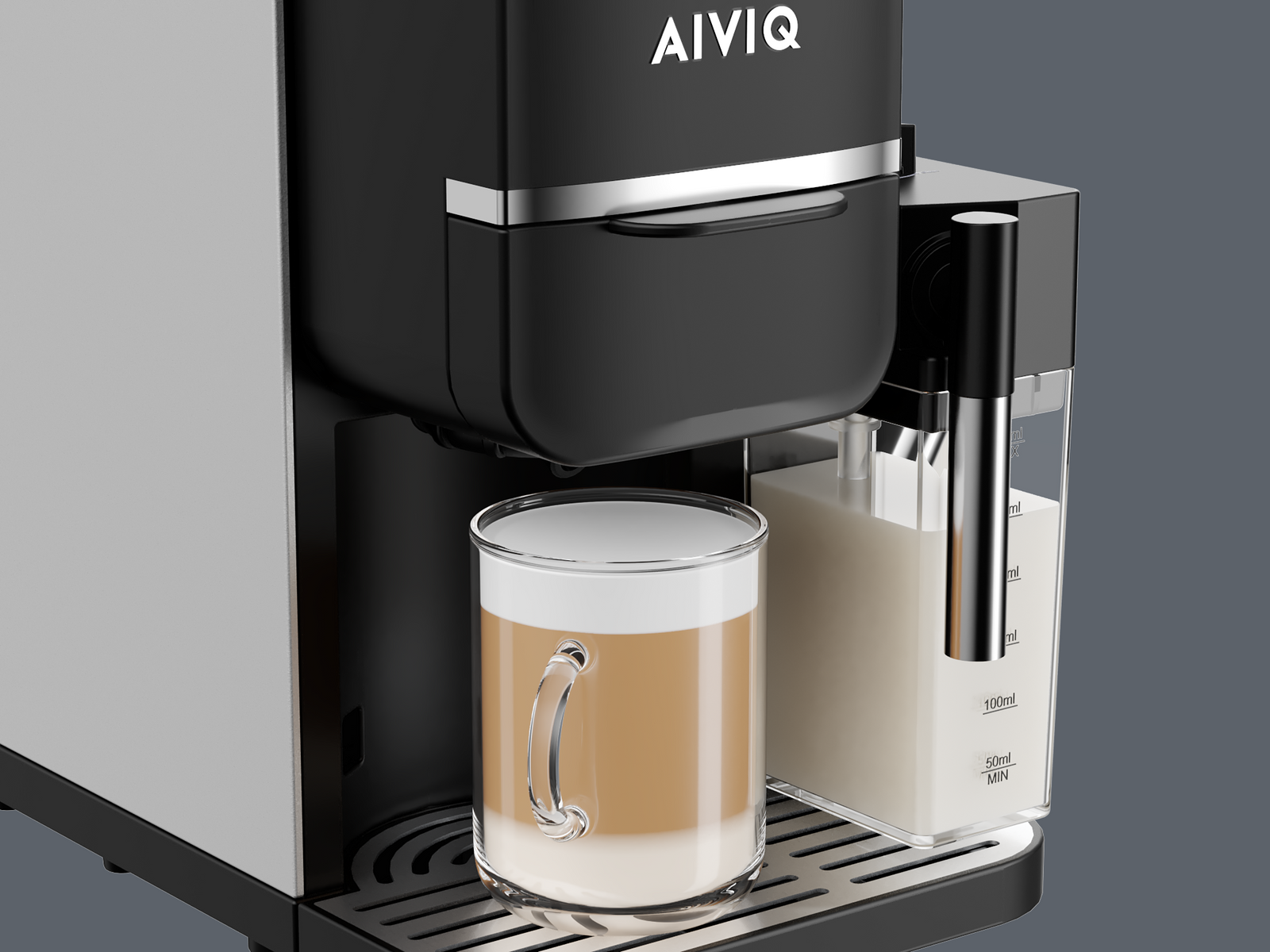 Integrierter, verstellbarer Milchaufschäumer